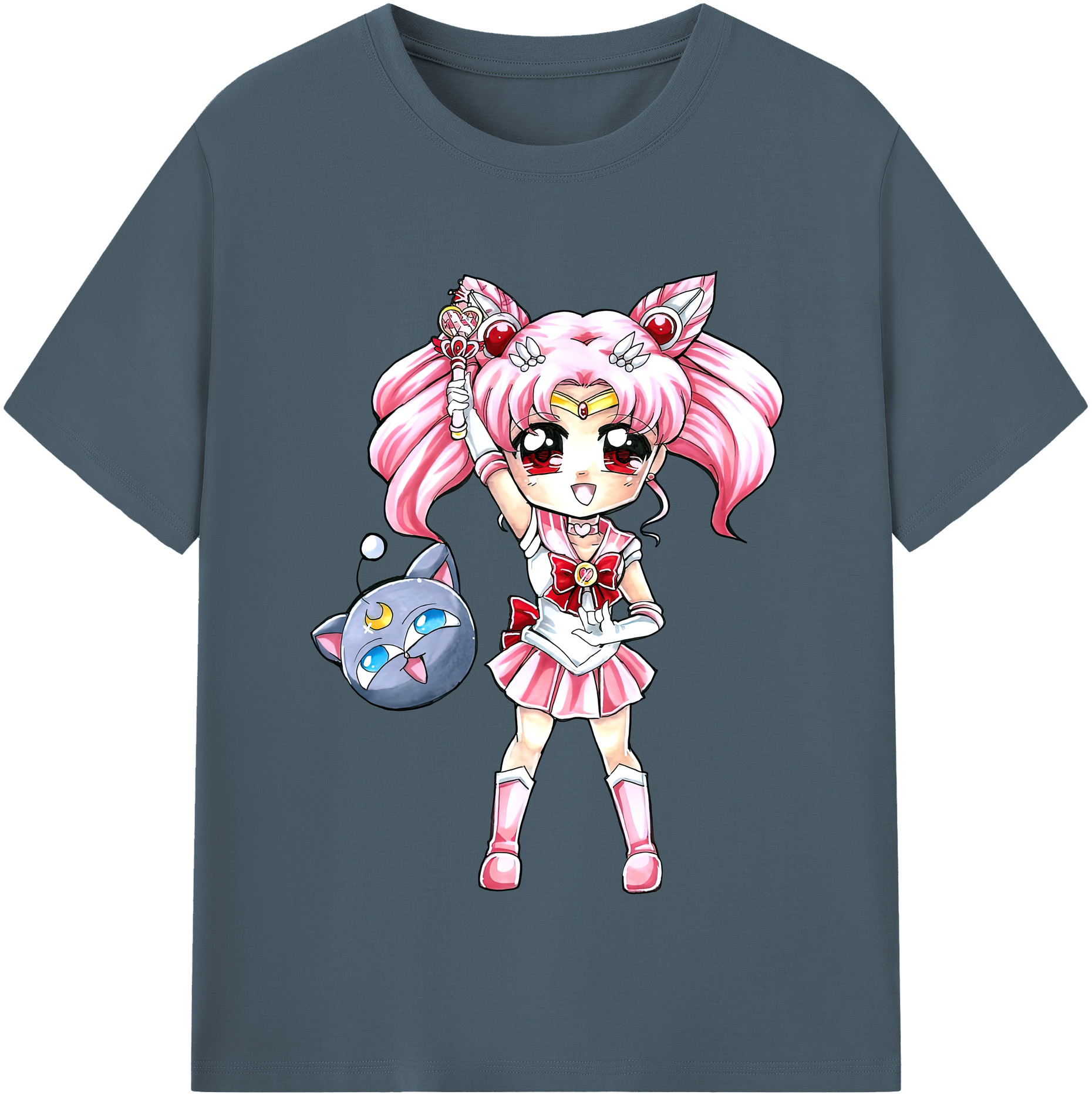 （画像用） 美少女戦士セーラームーン ちびうさ Sailor Moon Chibiusa Tsukino Usagi Small Lady Serenity 綿100％半袖Tシャツ（フロントプリント）